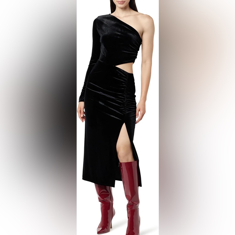 THE DROP LIA ONE SHOULDER CUT OUT VELVET MIDI DRESS NWT XL